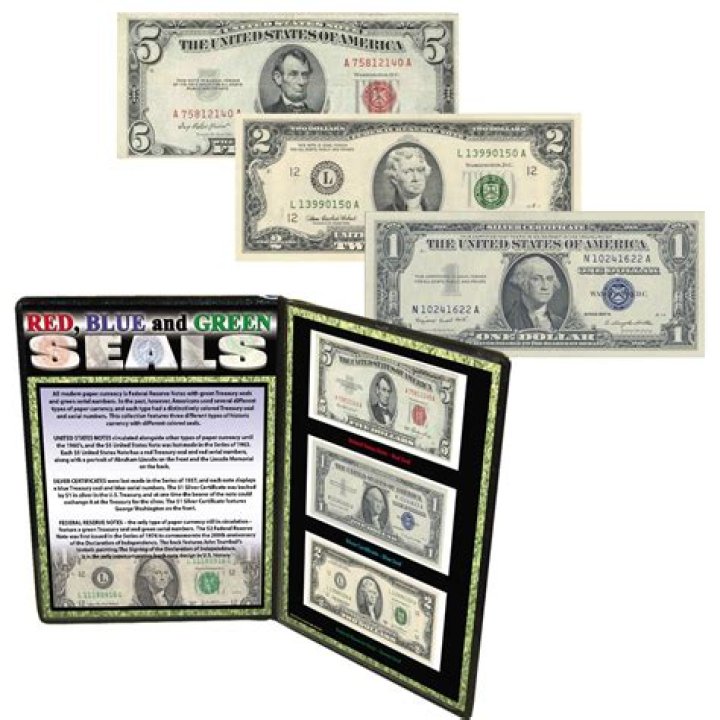 What do the different color seals mean on money?