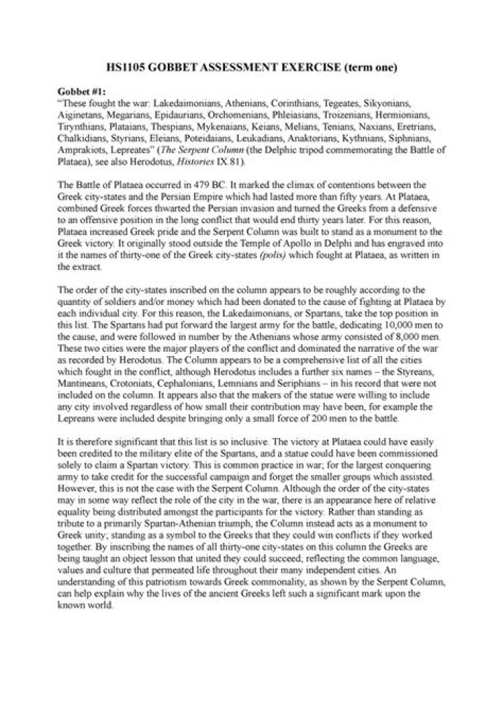 What is a gobbet exam?