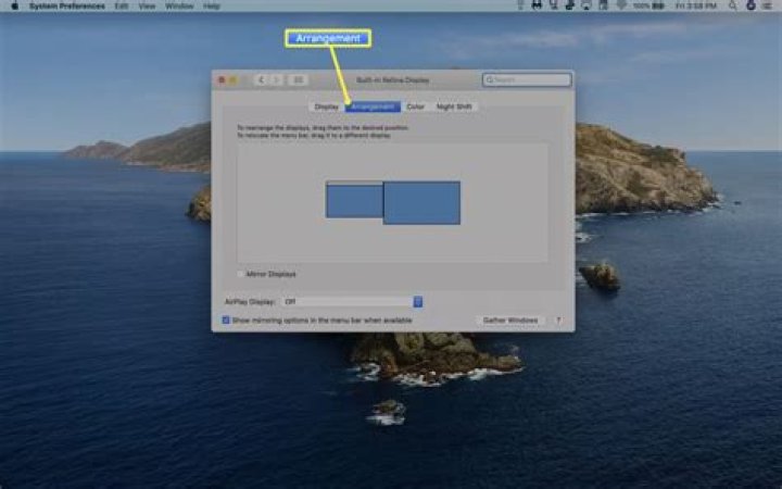 Where is arrangement tab on macbook air?