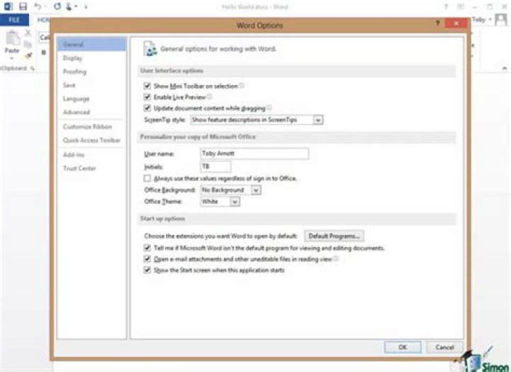 Where is preferences in word?