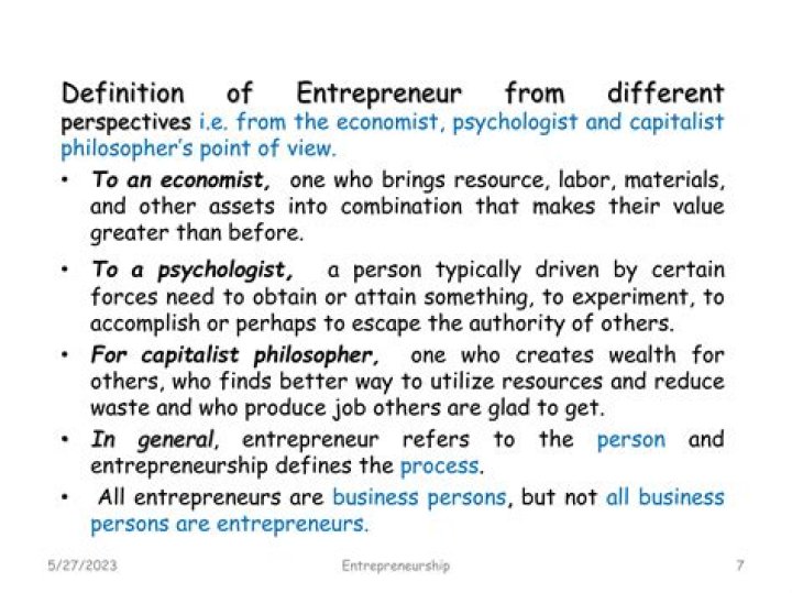 Who entrepreneur for capitalist psychologist and economist?